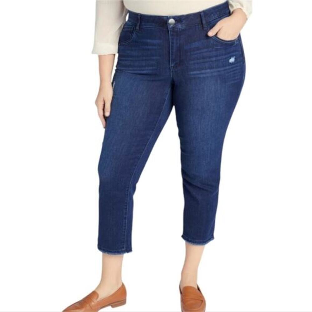Democracy "Ab"solution® Blue High Rise Skinny Distressed Jean Plus Size 24 W New